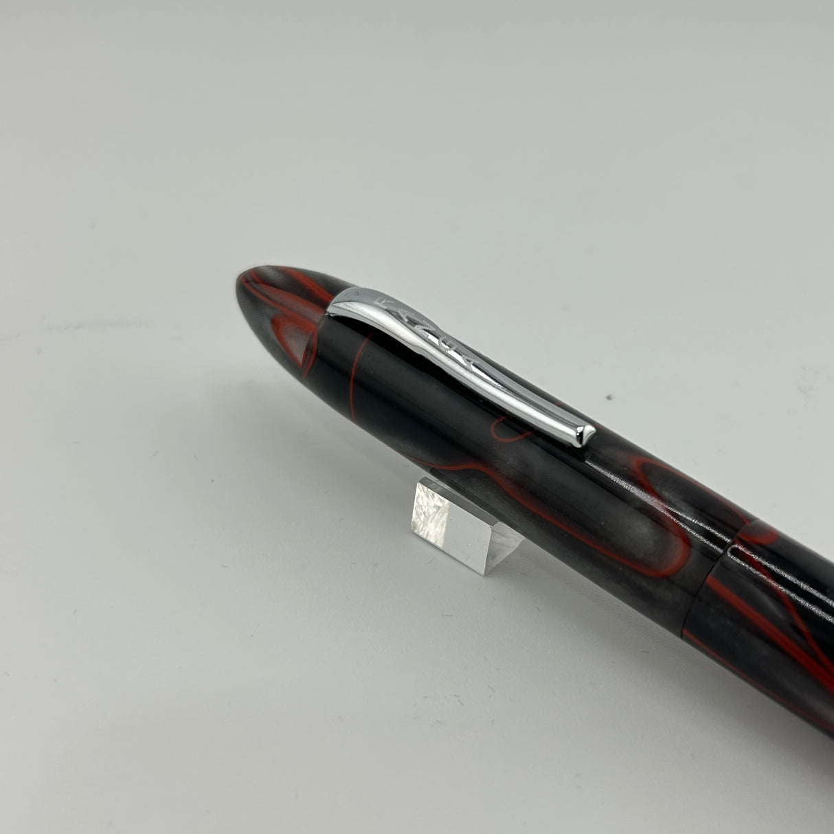 Ranga India Torpedo Grey swirl red marble - Fountain Pen