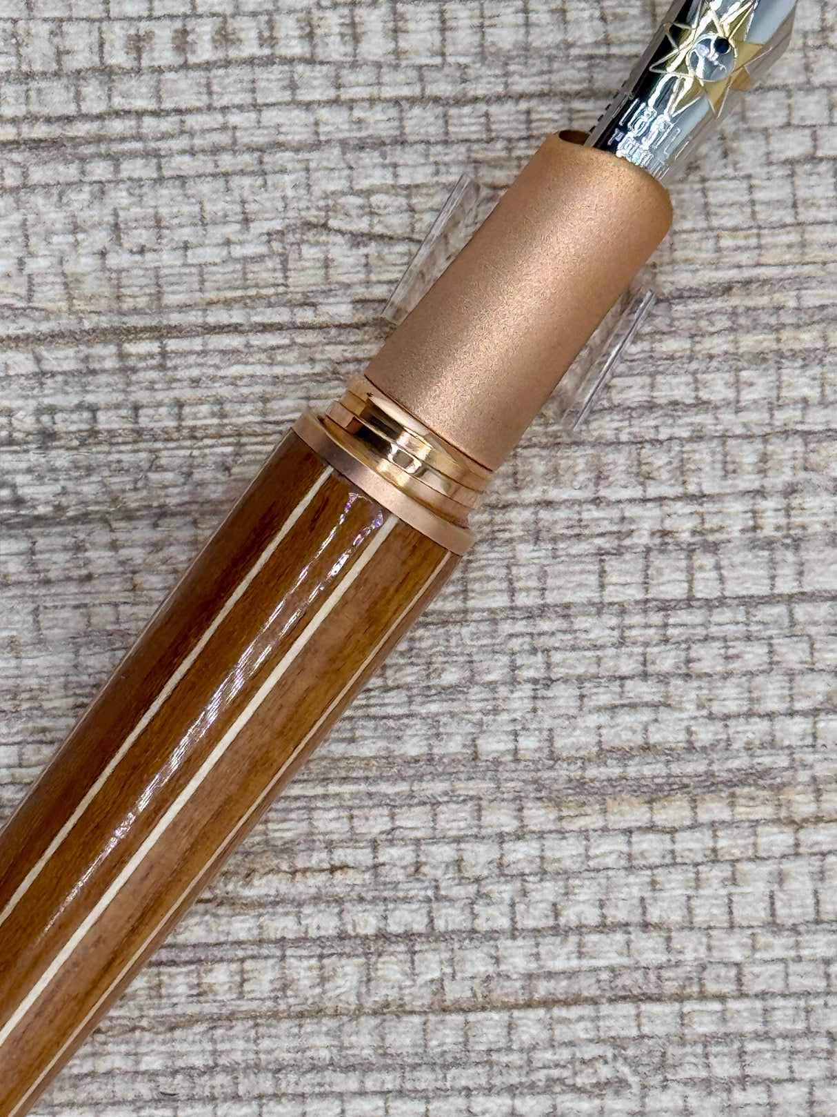 Tibaldi For Riva Limited Edition Roman Bronze Fountain Pen - Made of the same inlaid wood as the Riva Yacht maker - Medium 18kt Gold Nib