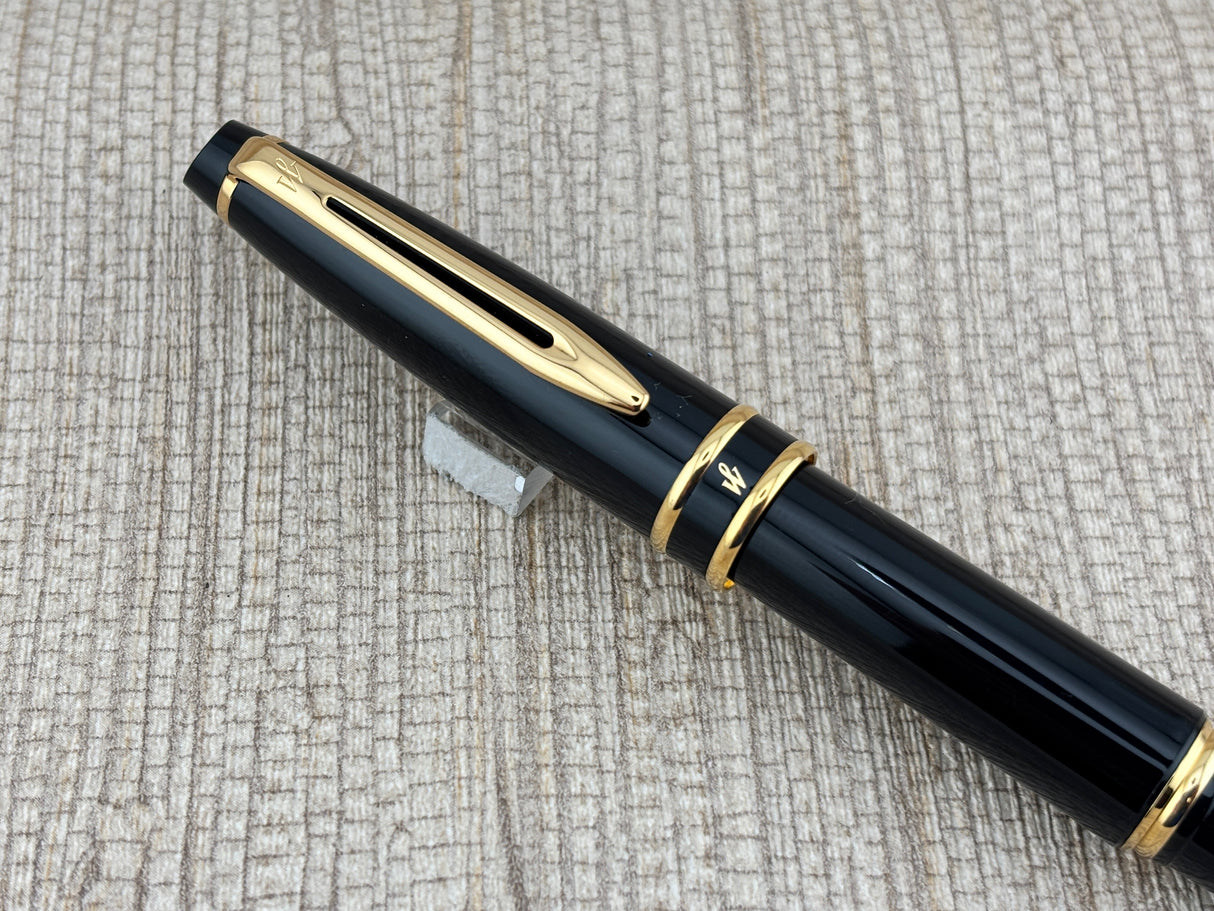 Waterman Expert Black Gold Trim - Rollerball Pen