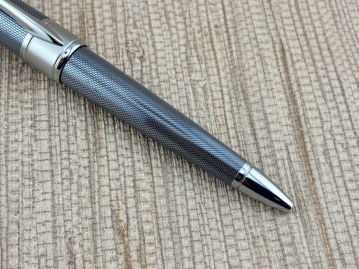 Cross Apogee Guilloche Barleycorn Pattern Frosty Steel - Ballpoint Pen