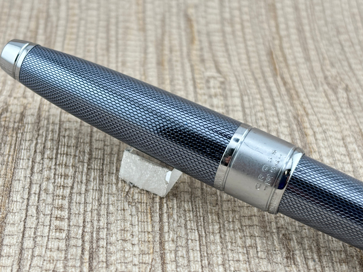 Cross Apogee Guilloche Barleycorn Pattern Frosty Steel - Ballpoint Pen