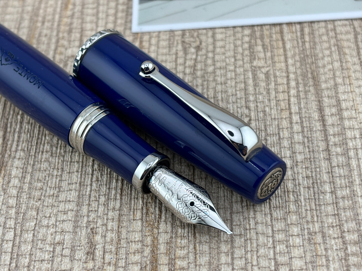 Montegrappa "Monte Grappa" Blue Gold Fountain Pen - Broad 14kt Gold Nib