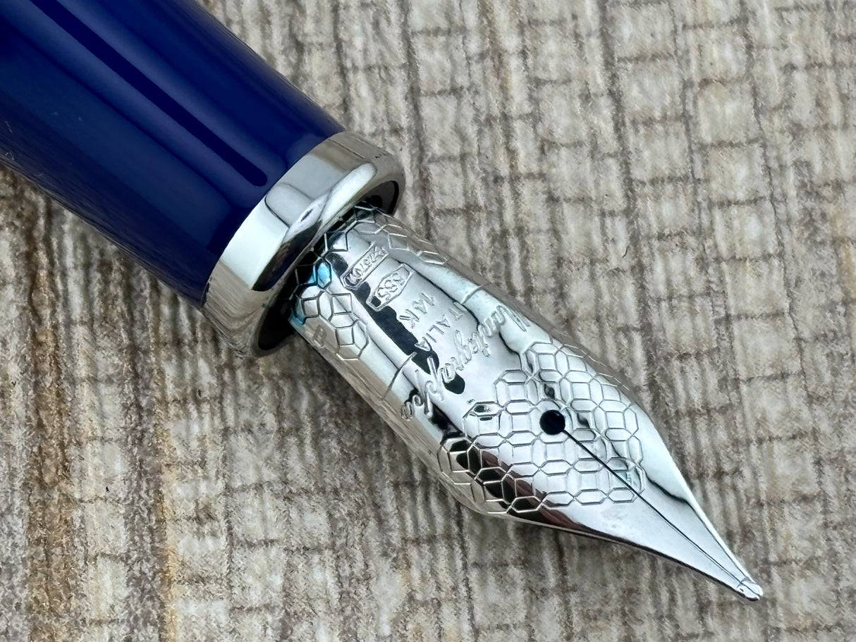 Montegrappa "Monte Grappa" Blue Gold Fountain Pen - Broad 14kt Gold Nib