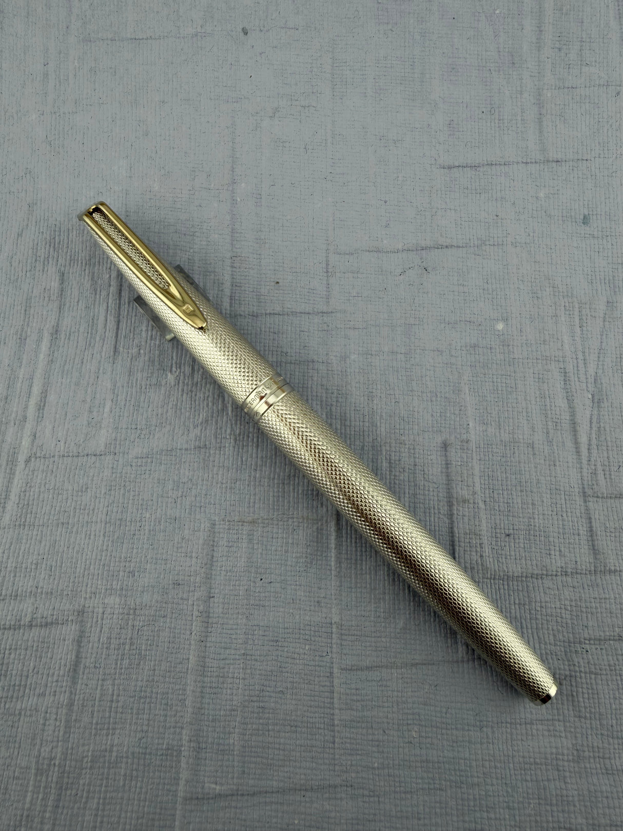Waterman CF Full Sterling Silver 925 Barleycorn Made in France 18k Gold Nib - Fountain Pen