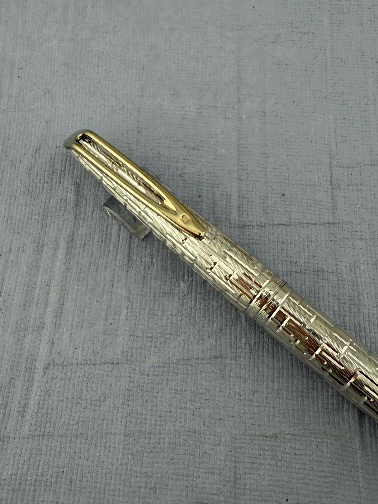 Waterman CF Crocodile Finish Full Sterling Silver 925 Made in France 18k Gold Nib - Fountain Pen