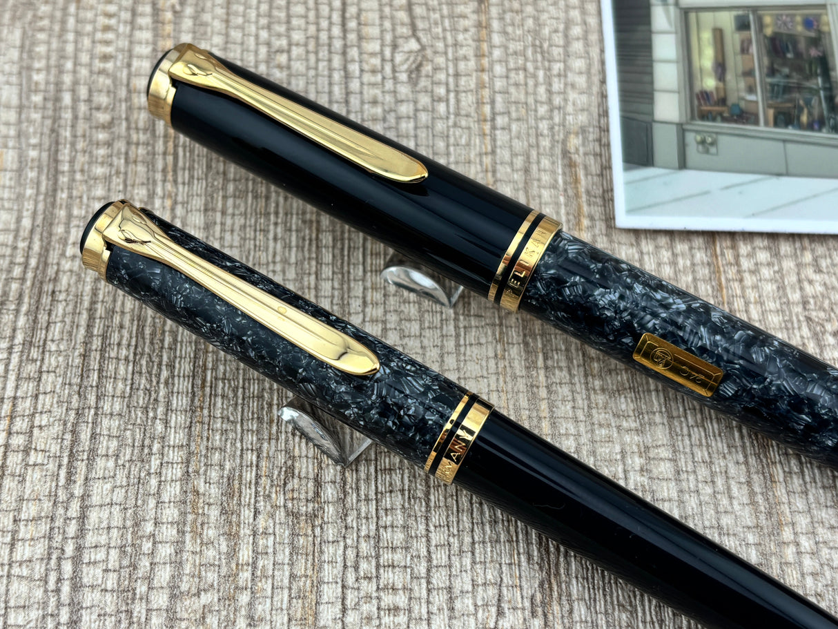 Pelikan Wall Street Set #0164/4500 Fountain Pen and Ballpoint Pen - Oblique 18kt Gold Nib For Right-Handed Writers