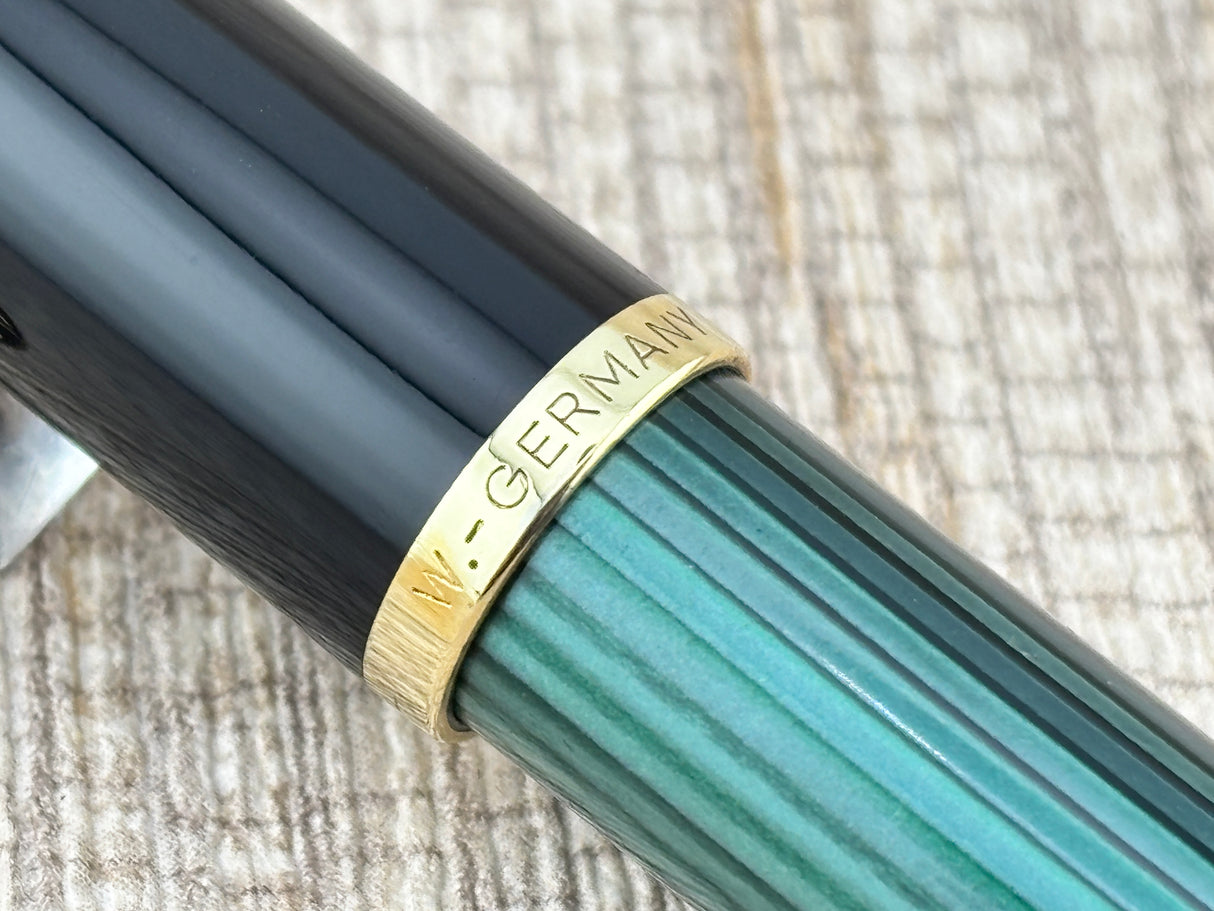 Pelikan R400 Green Stripes Circa 1985 Marked West Germany - Rollerball Pen