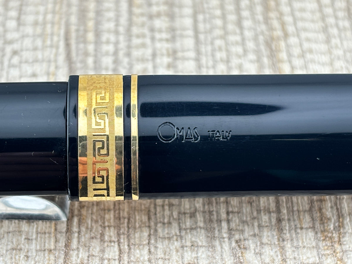 OMAS Magnum Oversized Black #360 Triangulated Fountain Pen - Medium 18kt Gold Nib - Circa 1999 - MINT!