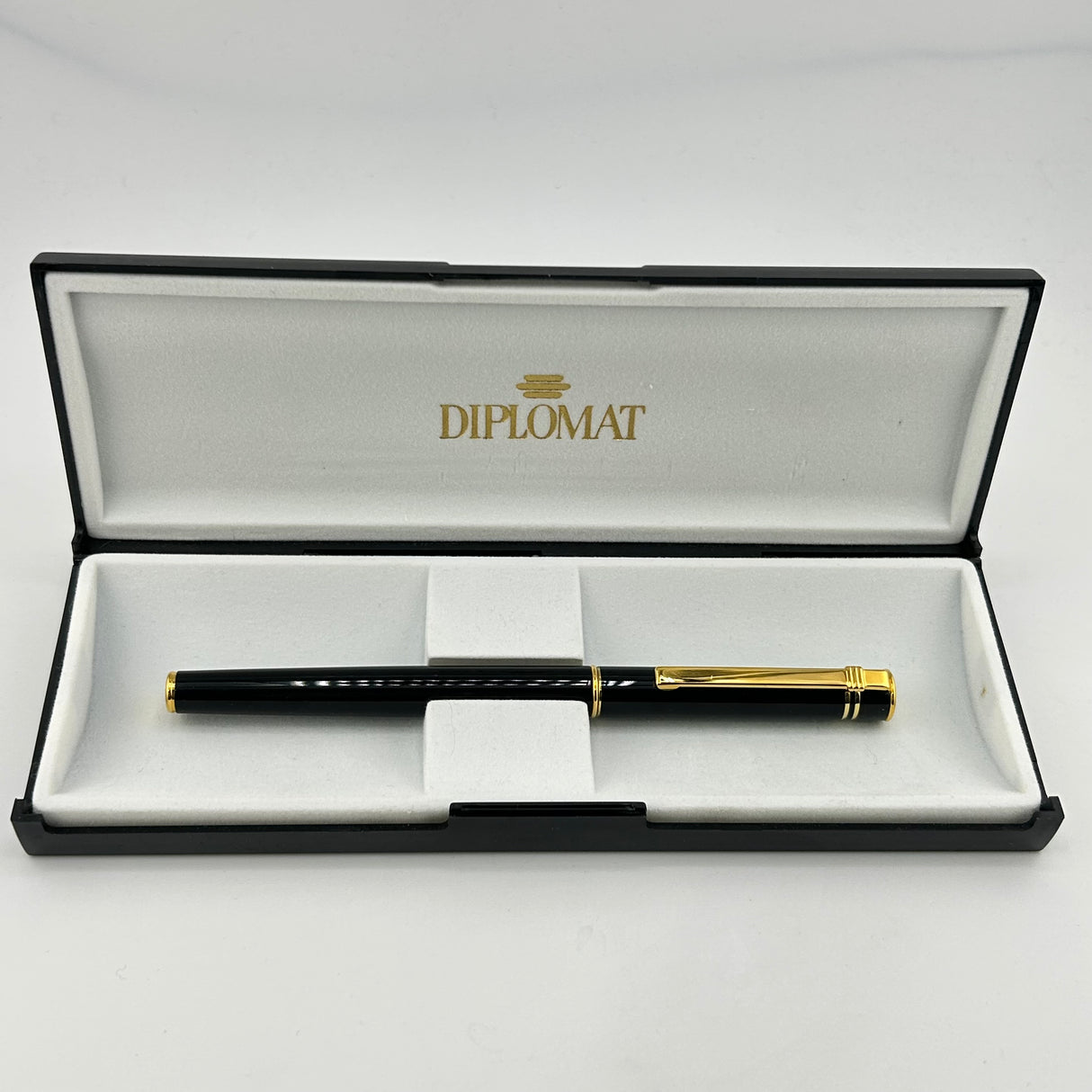 Vintage Diplomat Attache Black Gold Trim - Roller Ball