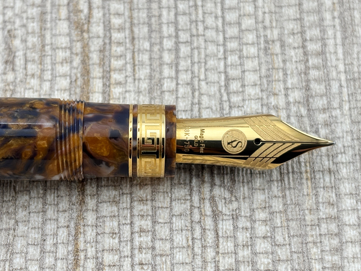 ASC Armando Simoni Club Ogiva Extra Blue Saffron Celluloid Special Edition Fountain Pen - Medium 18kt Gold Nib