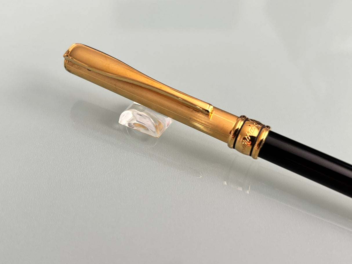 Aurora Magellano black barrel sterling silver 925 cap gold plated  - Made in Italy - Ball Pen