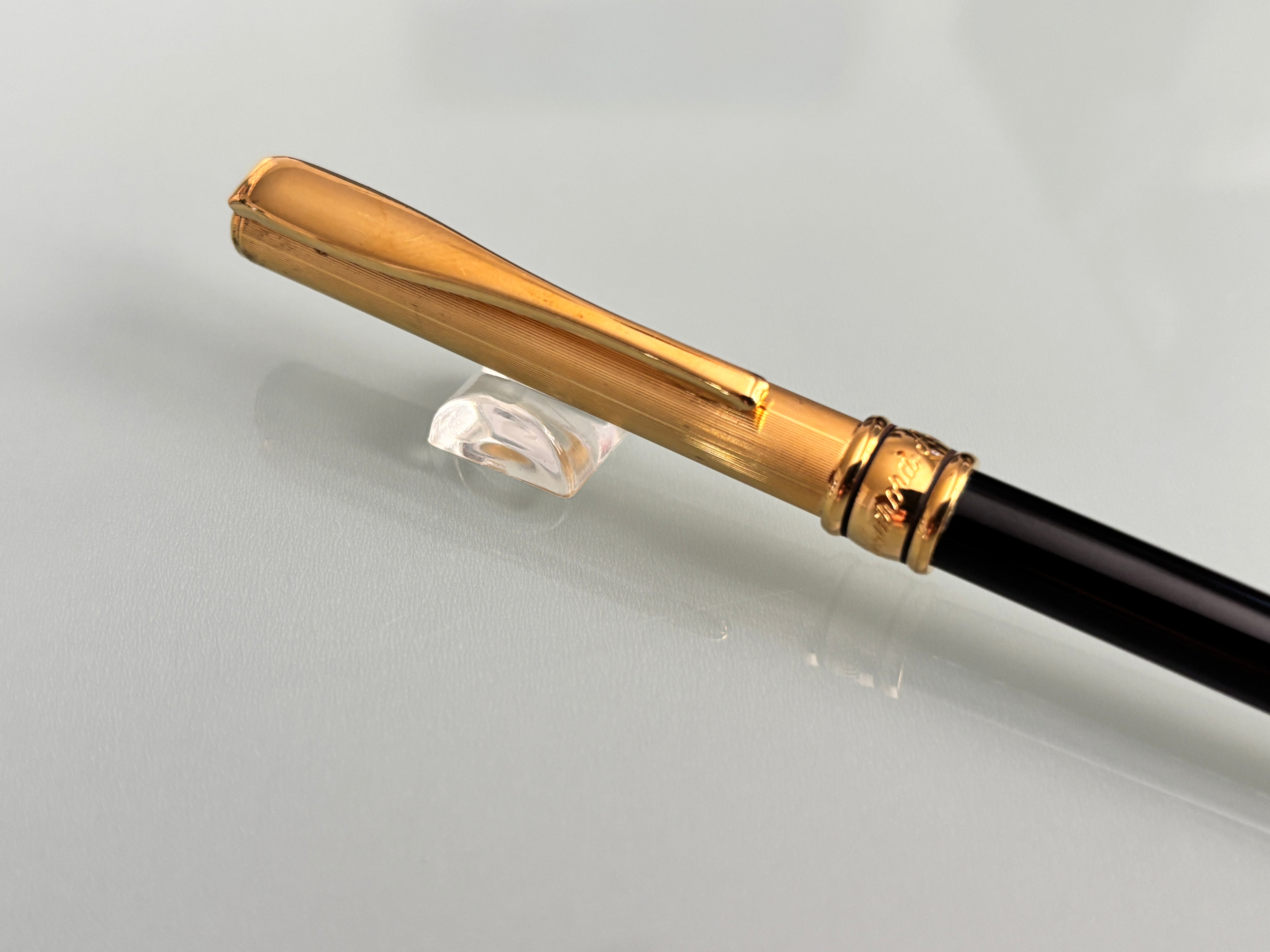 Aurora Magellano black barrel sterling silver 925 cap gold plated  - Made in Italy - Ball Pen