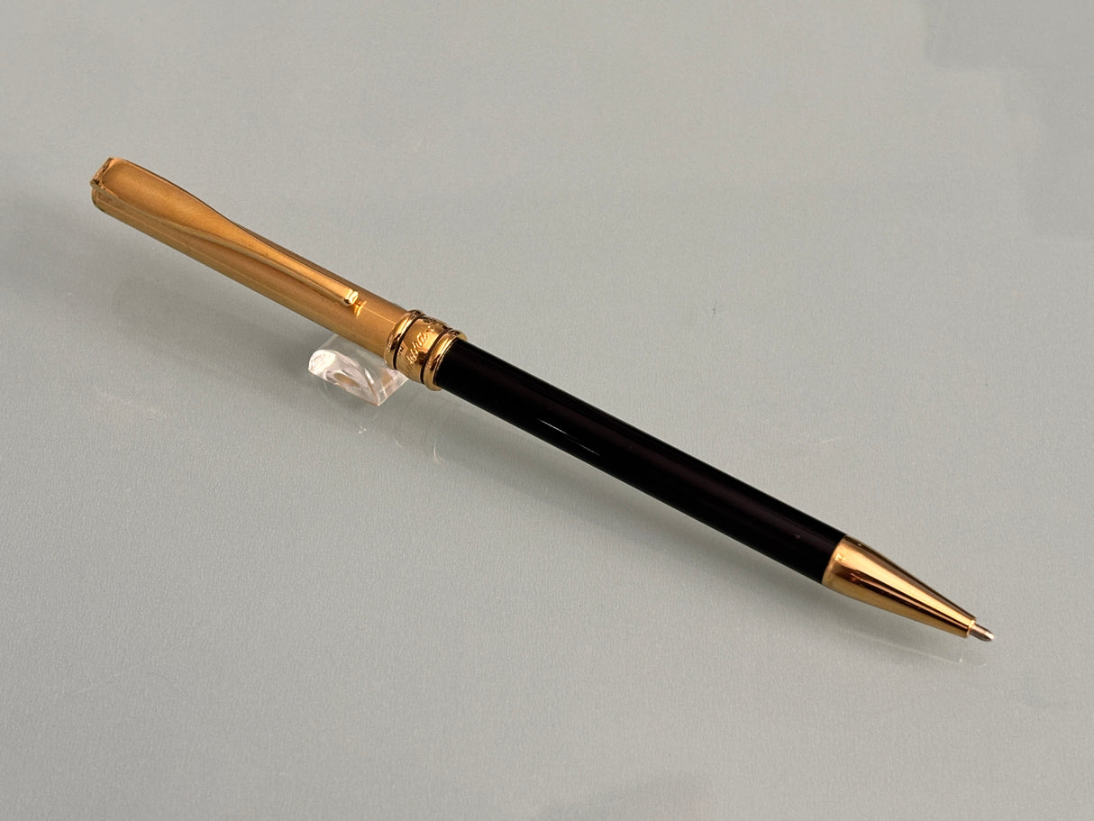 Aurora Magellano black barrel sterling silver 925 cap gold plated  - Made in Italy - Ball Pen