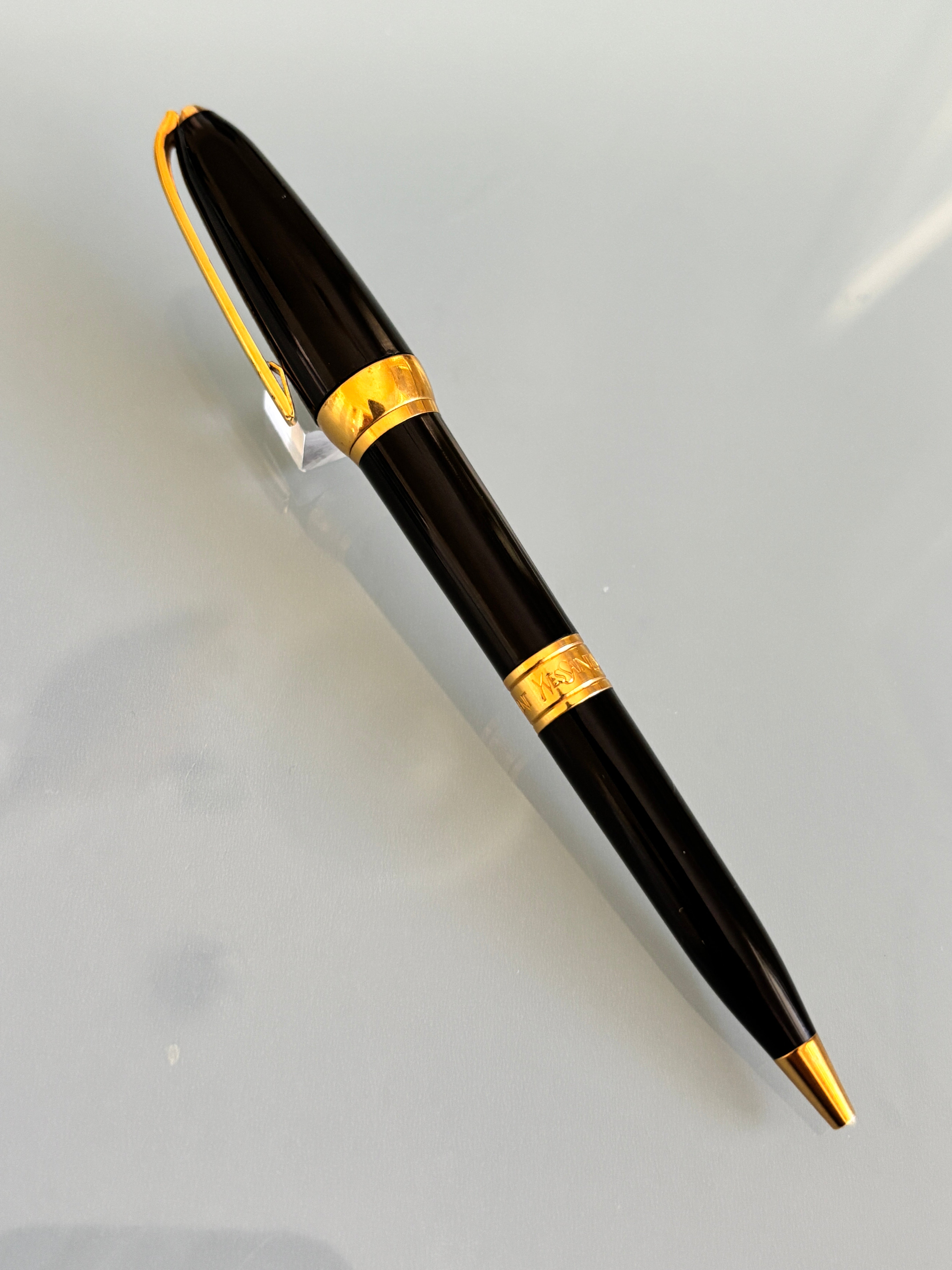 Yves St Laurent Black gold trim Made in France -  Ball Pen