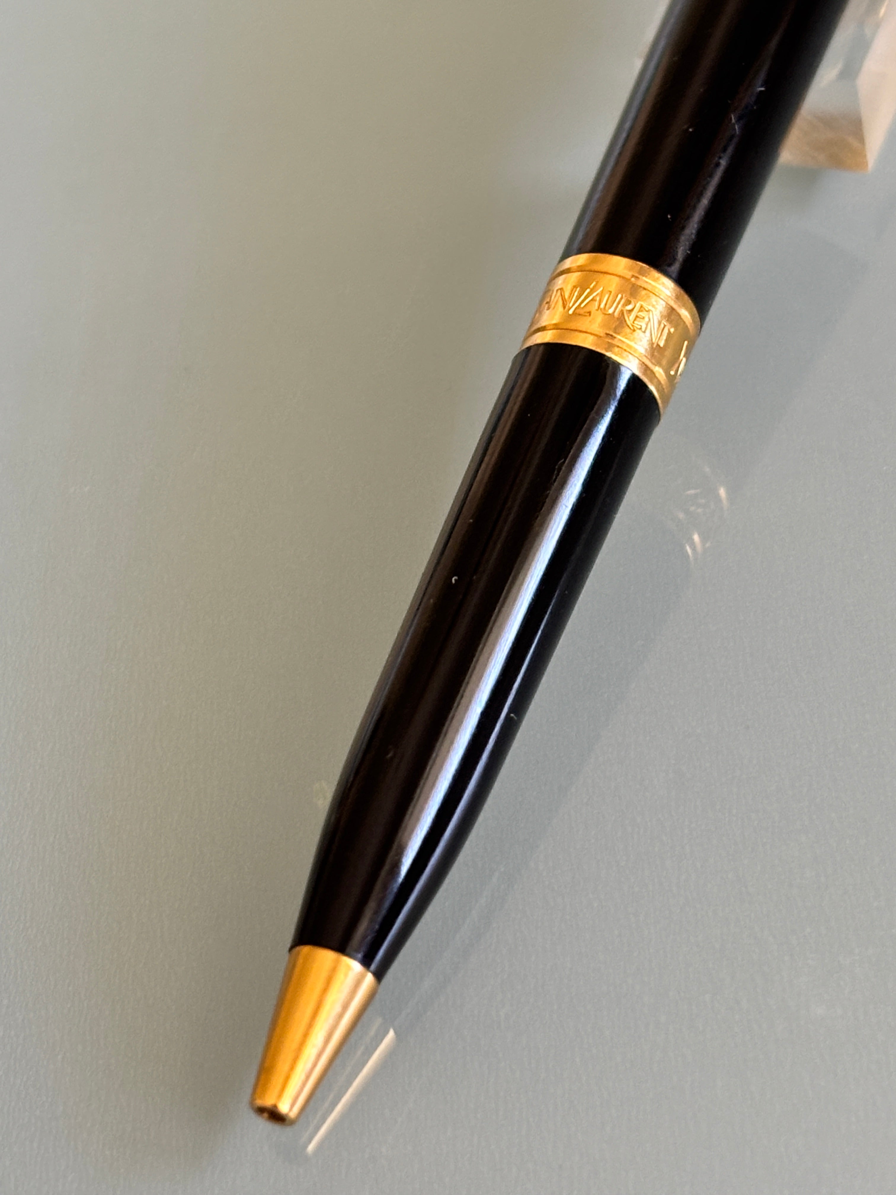 Yves St Laurent Black gold trim Made in France -  Ball Pen