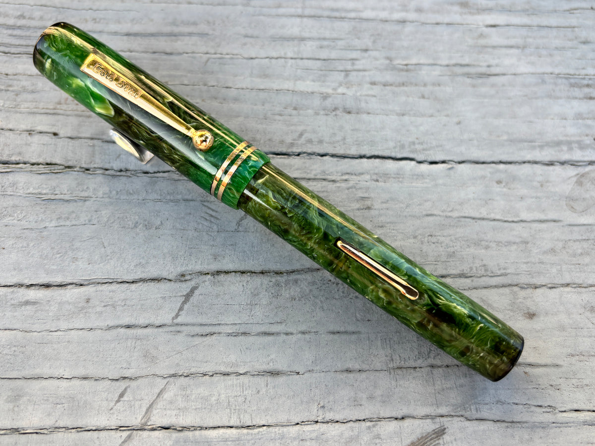 Gold Bond Green jade Stonite - Fountain Pen