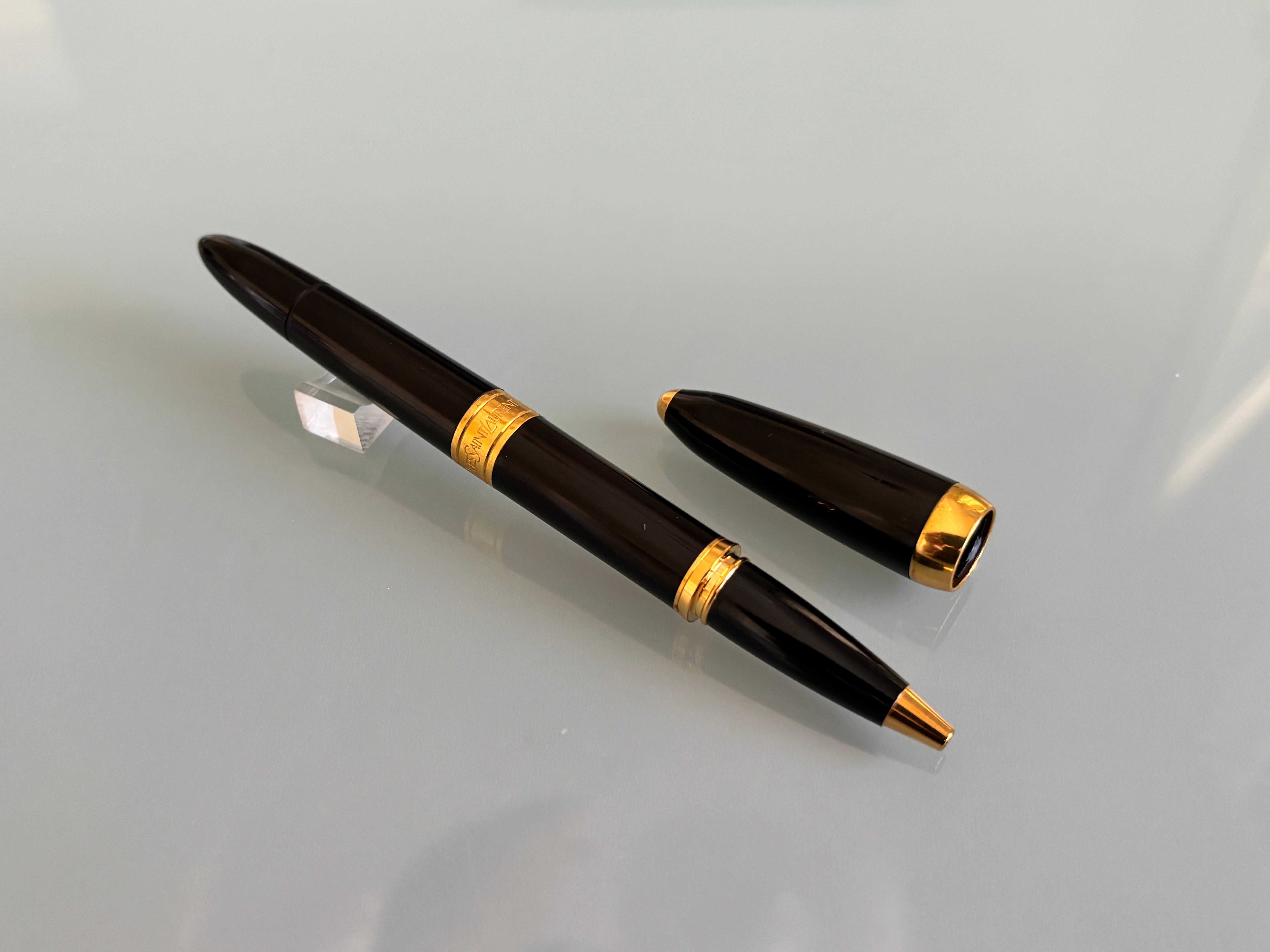 Yves St Laurent Black gold trim Made in France - Roller Ball