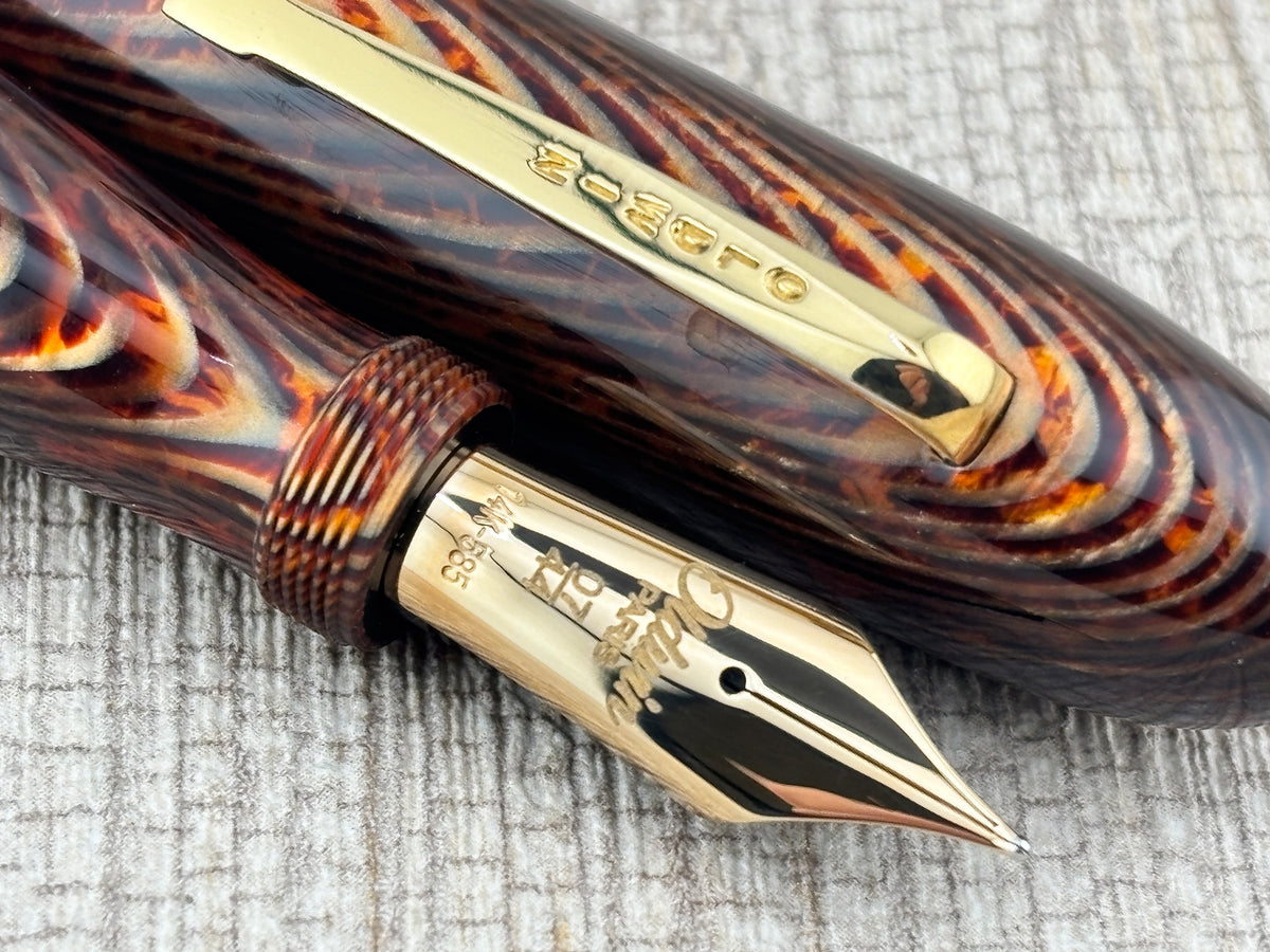 Oldwin Celebration Arco Fish Bone 07/44 Limited Edition Fountain Pen Medium Large #8 14kt Gold Nib