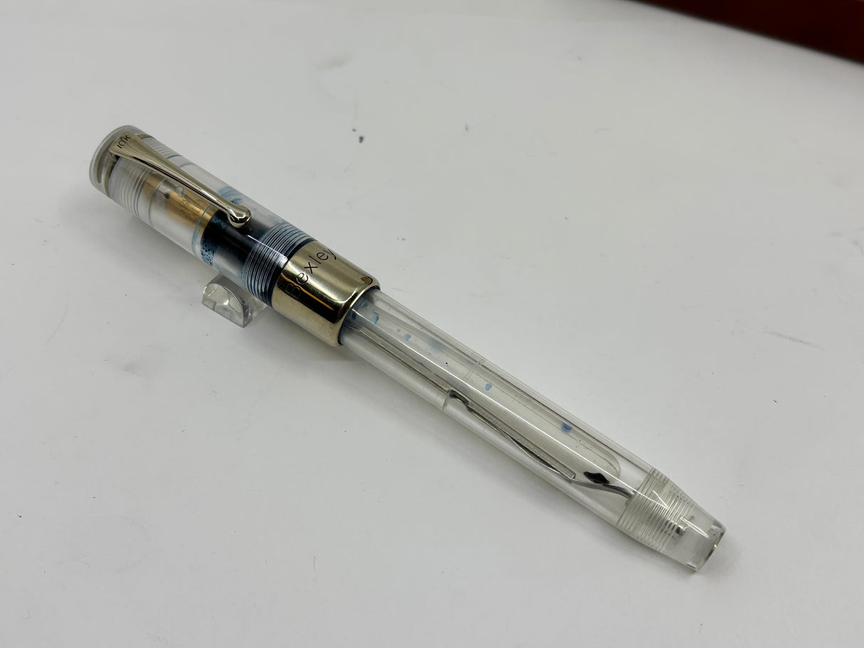 Bexley Deluxe 1993 Clear Demonstrator 047/100 solid gold clip and cap band - Fountain Pen