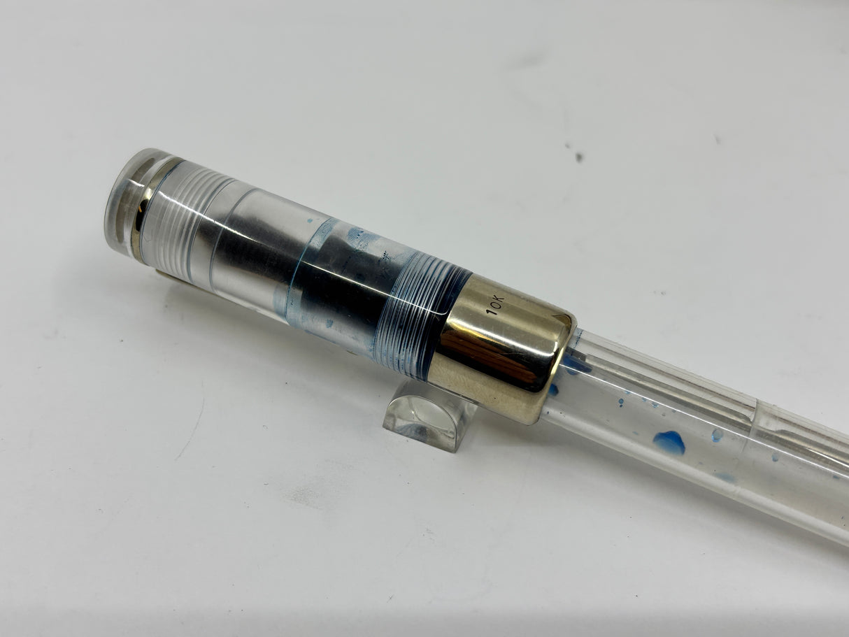 Bexley Deluxe 1993 Clear Demonstrator 047/100 solid gold clip and cap band - Fountain Pen