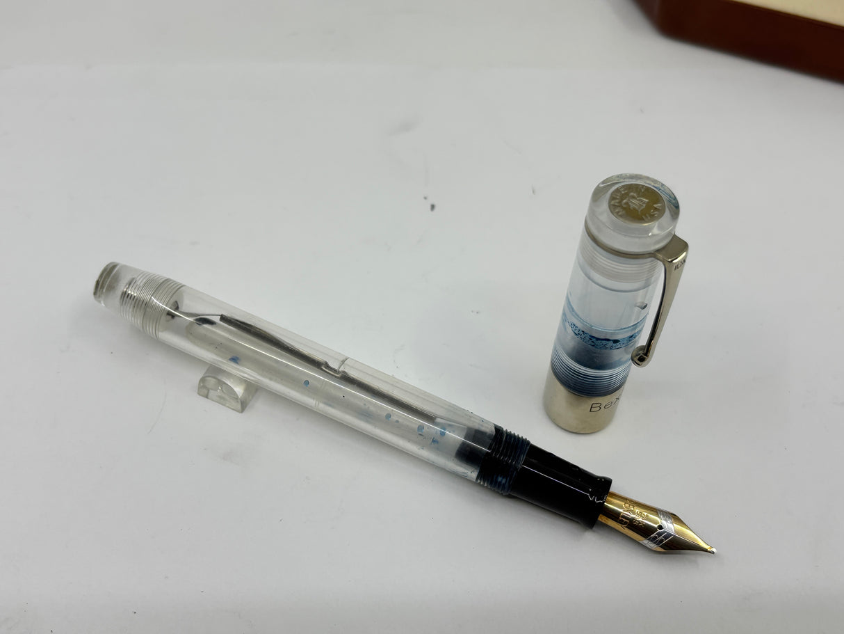 Bexley Deluxe 1993 Clear Demonstrator 047/100 solid gold clip and cap band - Fountain Pen