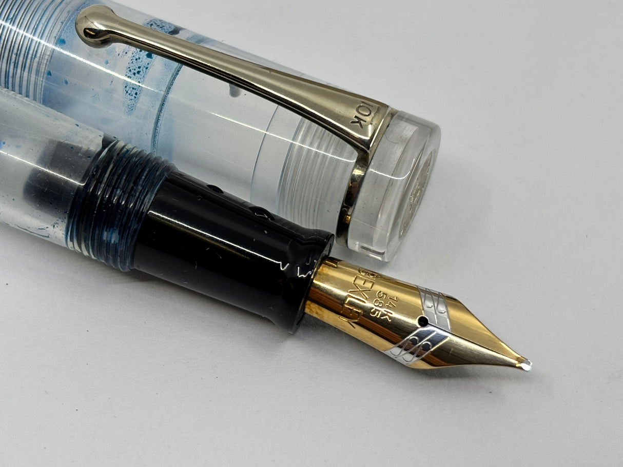 Bexley Deluxe 1993 Clear Demonstrator 047/100 solid gold clip and cap band - Fountain Pen