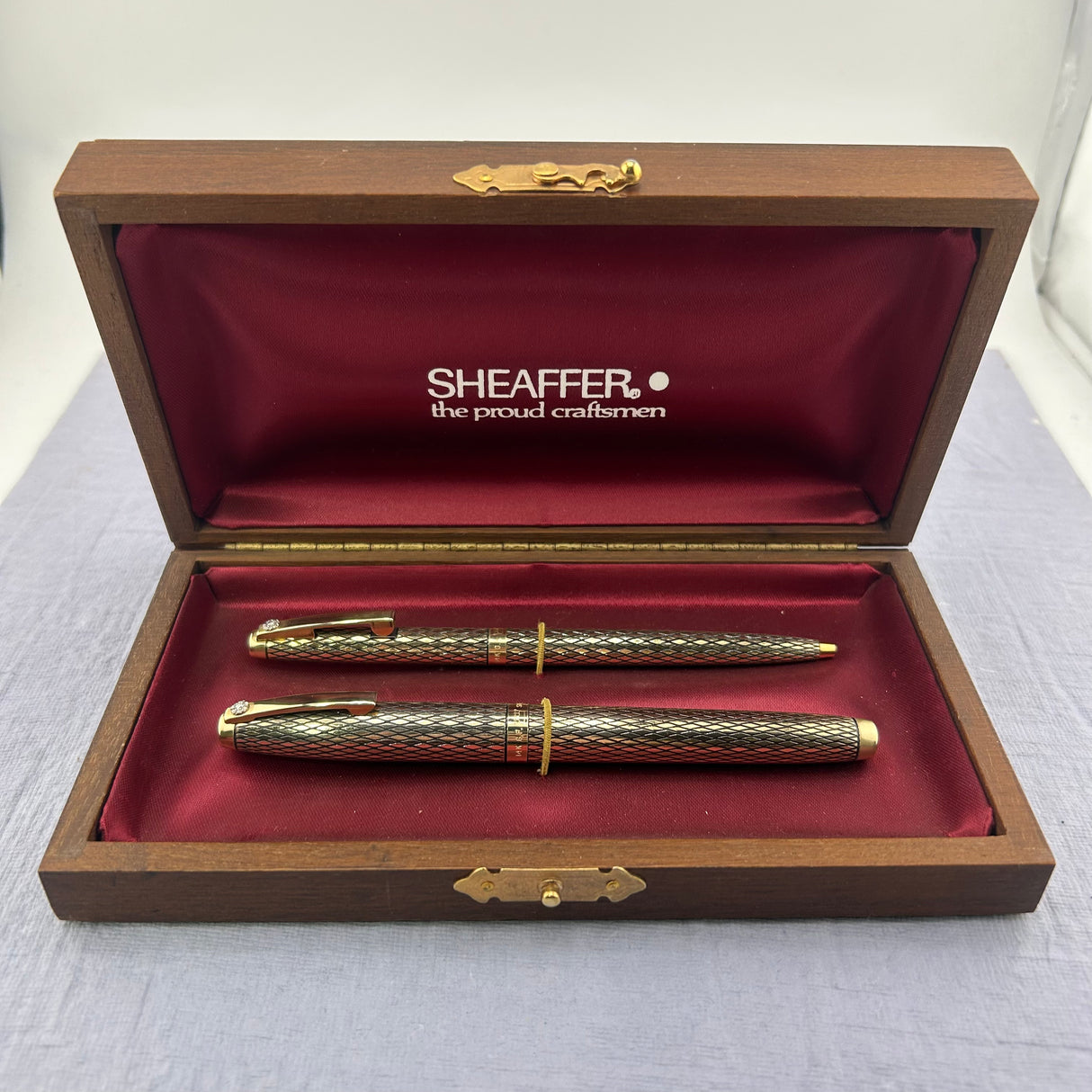 Sheaffer Diamond Sovereign (real diamond on clip) Imperial Set 14K gold filled - New old stock - Fountain Pen and Ball Pen