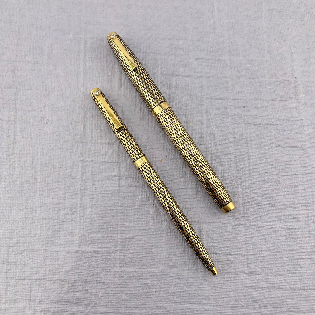 Sheaffer Diamond Sovereign (real diamond on clip) Imperial Set 14K gold filled - New old stock - Fountain Pen and Ball Pen
