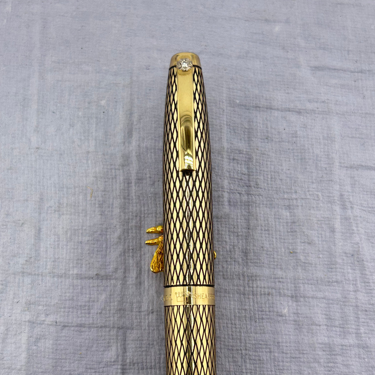 Sheaffer Diamond Sovereign (real diamond on clip) Imperial Set 14K gold filled - New old stock - Fountain Pen and Ball Pen
