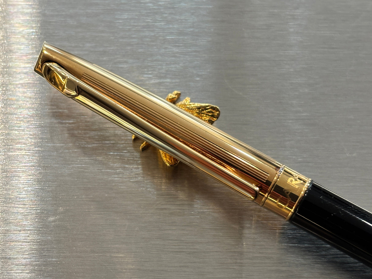 Caran D'Ache Slim Leman Black Lacquer Gold Cap - Fountain Pen