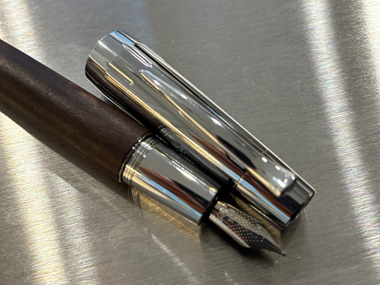 Jimmy - Faber Castell E-Motion Burlwood chrome cap - Fountain Pen