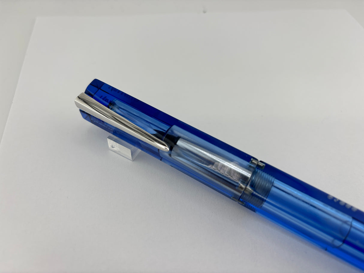 Nettuno Barracuda Blue Transparent Square Fountain Pen - Extremely Funky!