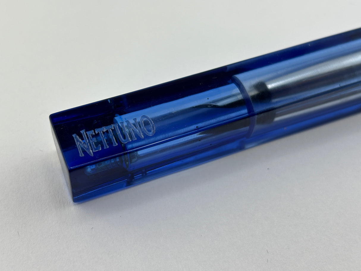 Nettuno Barracuda Blue Transparent Square Fountain Pen - Extremely Funky!