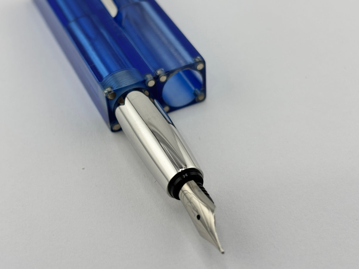 Nettuno Barracuda Blue Transparent Square Fountain Pen - Extremely Funky!