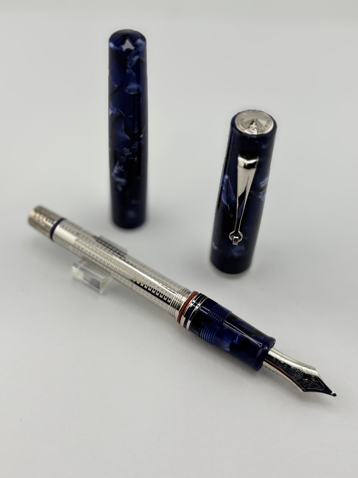 Armando Simoni Club Bologna Medio Blue la Royale Celluloid fitted with Nakaya Double Broad 14kt Gold Nib