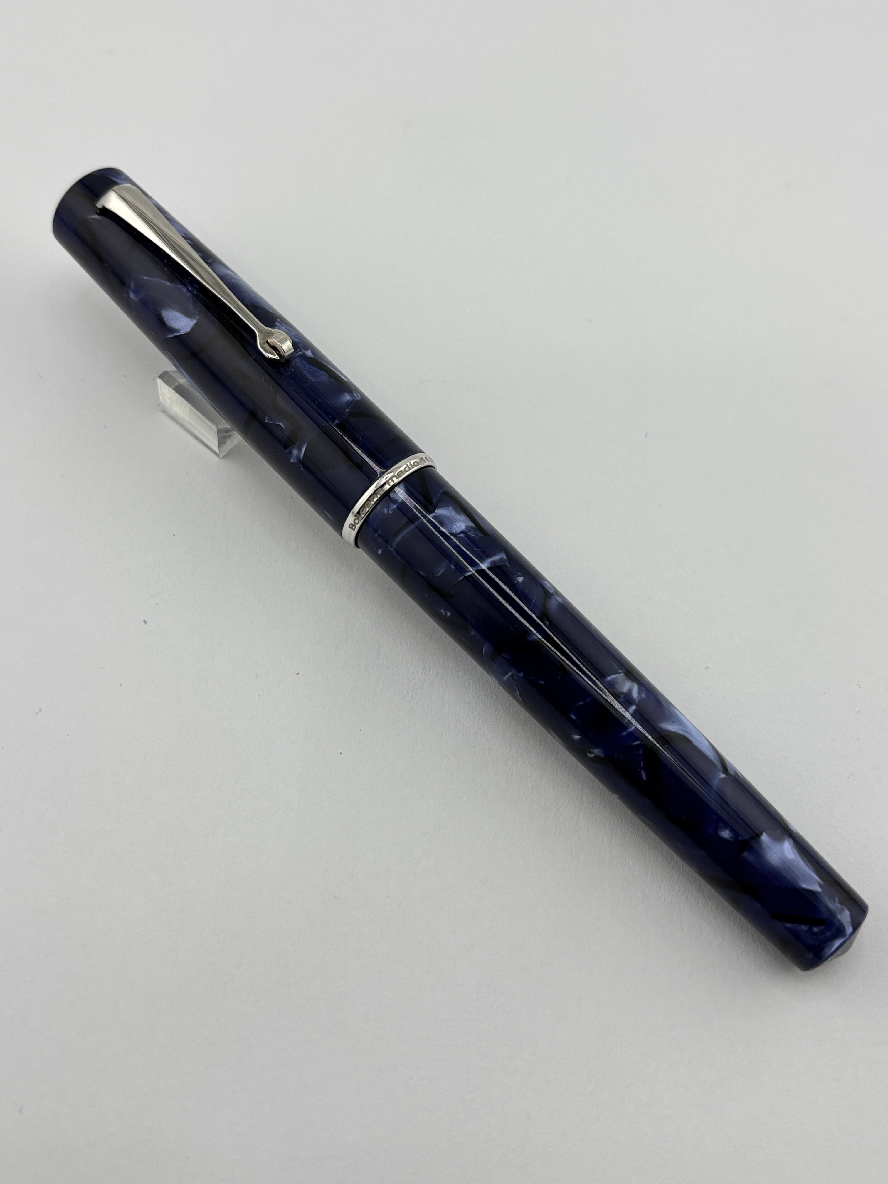 Armando Simoni Club Bologna Medio Blue la Royale Celluloid fitted with Nakaya Double Broad 14kt Gold Nib