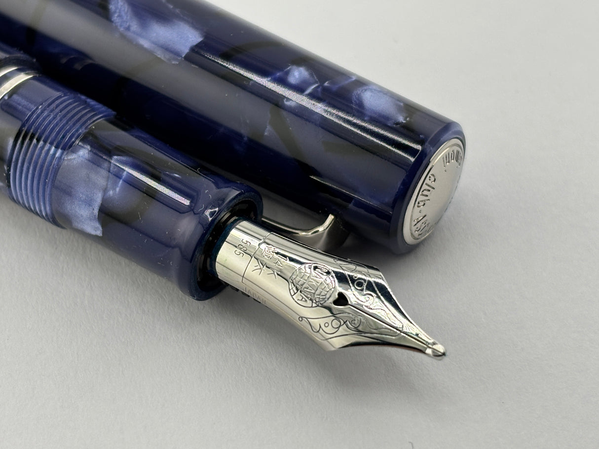 Armando Simoni Club Bologna Medio Blue la Royale Celluloid fitted with Nakaya Double Broad 14kt Gold Nib