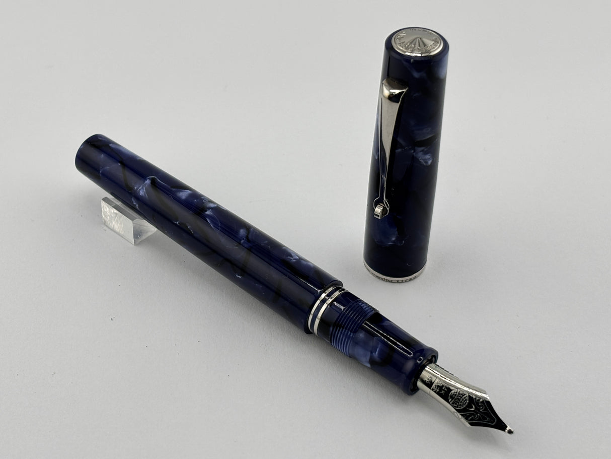 Armando Simoni Club Bologna Medio Blue la Royale Celluloid fitted with Nakaya Double Broad 14kt Gold Nib