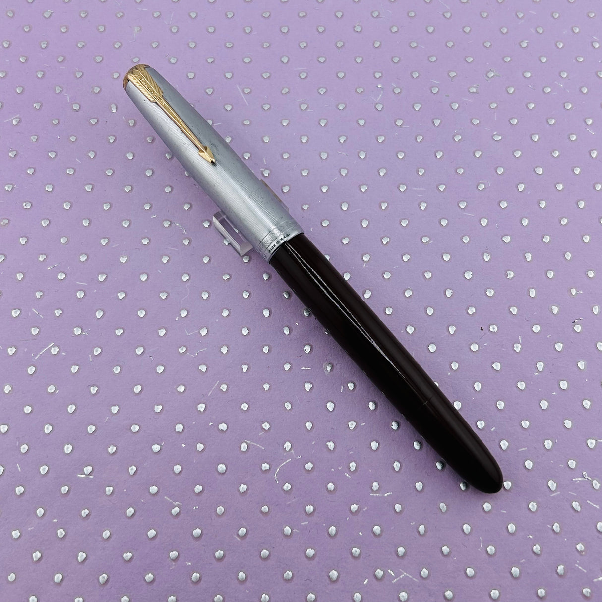 Parker 51 Vacumatic Burgundy Sterling silver cap Diamond Clip - Fountain Pen