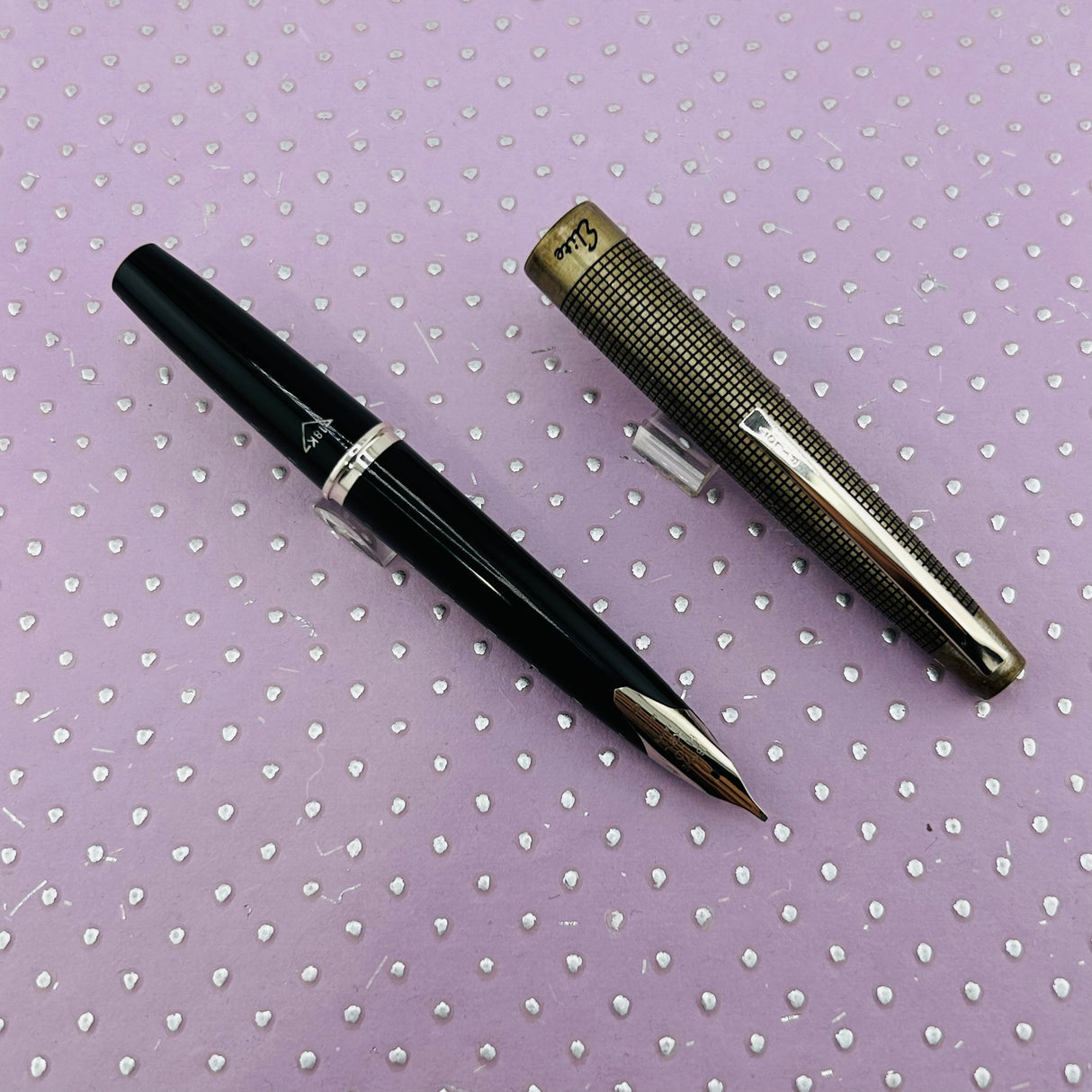 PILOT Elite Sterling silver cisele - Rare Broad stub nib 18k !! circa 1977 - fountain Pen