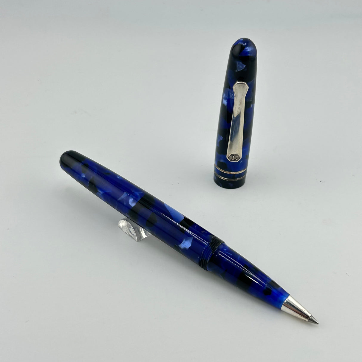 Levenger Blue Marbled Argento - Roller Ball