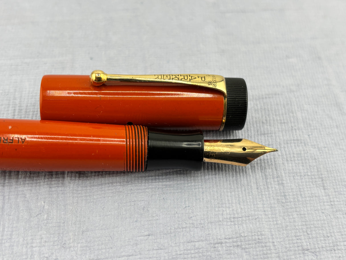 Parker Duofold Junior Red Hard rubber Bandless cap