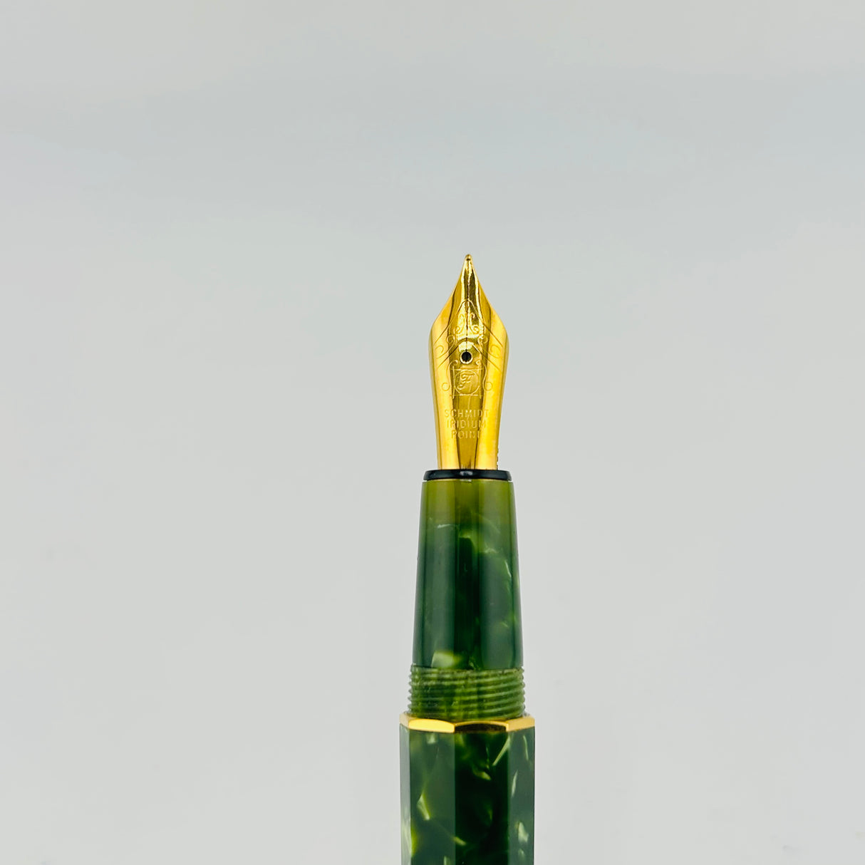 Retro 1951 Set Green Marble Celluloid- Fountain Pen and Ball Pen