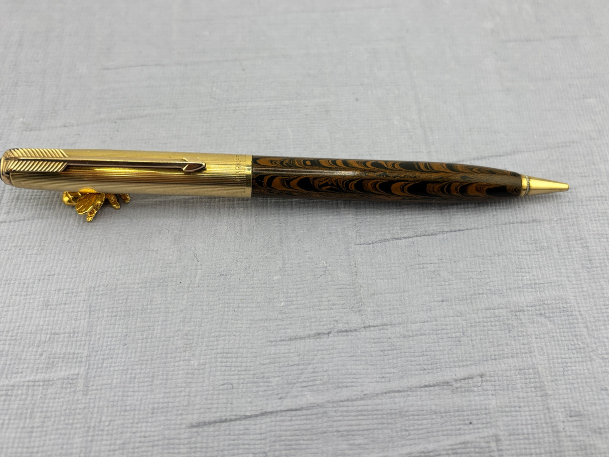 Parker 51 Gold filled Cap Custom Barrrel Argentina Ripple Ebonite - Pencil