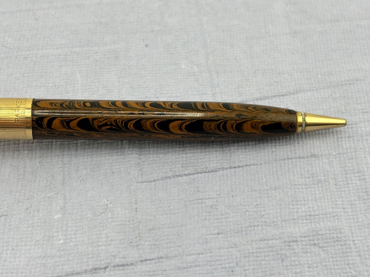 Parker 51 Gold filled Cap Custom Barrrel Argentina Ripple Ebonite - Pencil