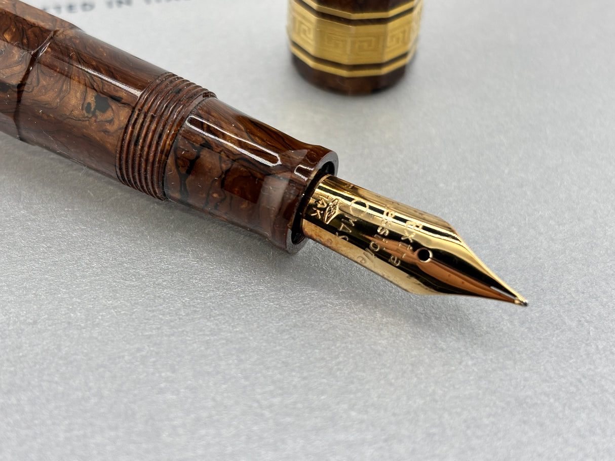 OMAS Original Paragon "Vintage" Burlwood Celluloid Limited Edition Fountain Pen - Fine "EXTRA FLESSIBLE" 14Kt Gold Nib - One of the Most Desirable OMAS Celluloids and Nibs!