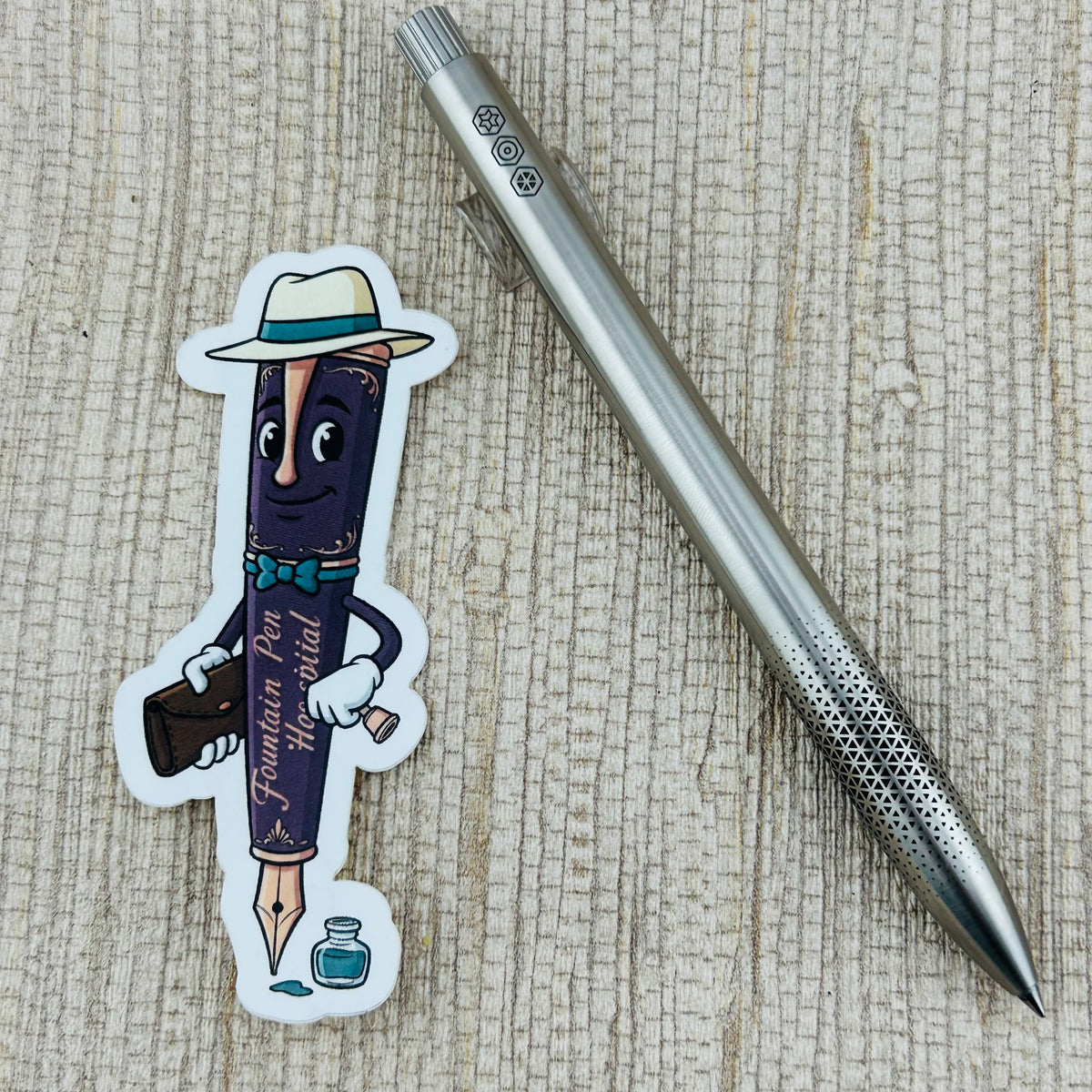 AJOTO Mosaic Grip Stainless Steel Pen - Rollerball Pen