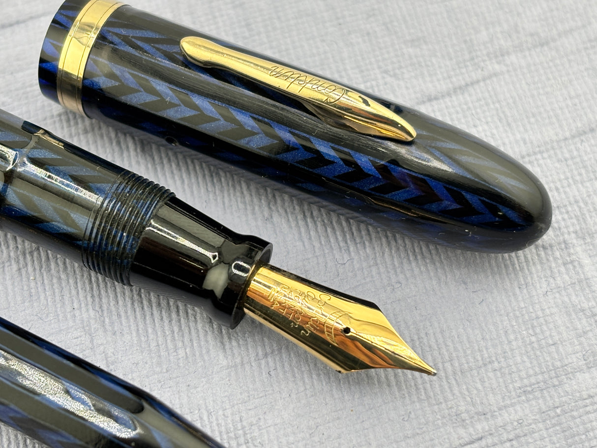 Conklin Nozac Oversize Herringbone Blue - Set Fountain Pen and Pencil