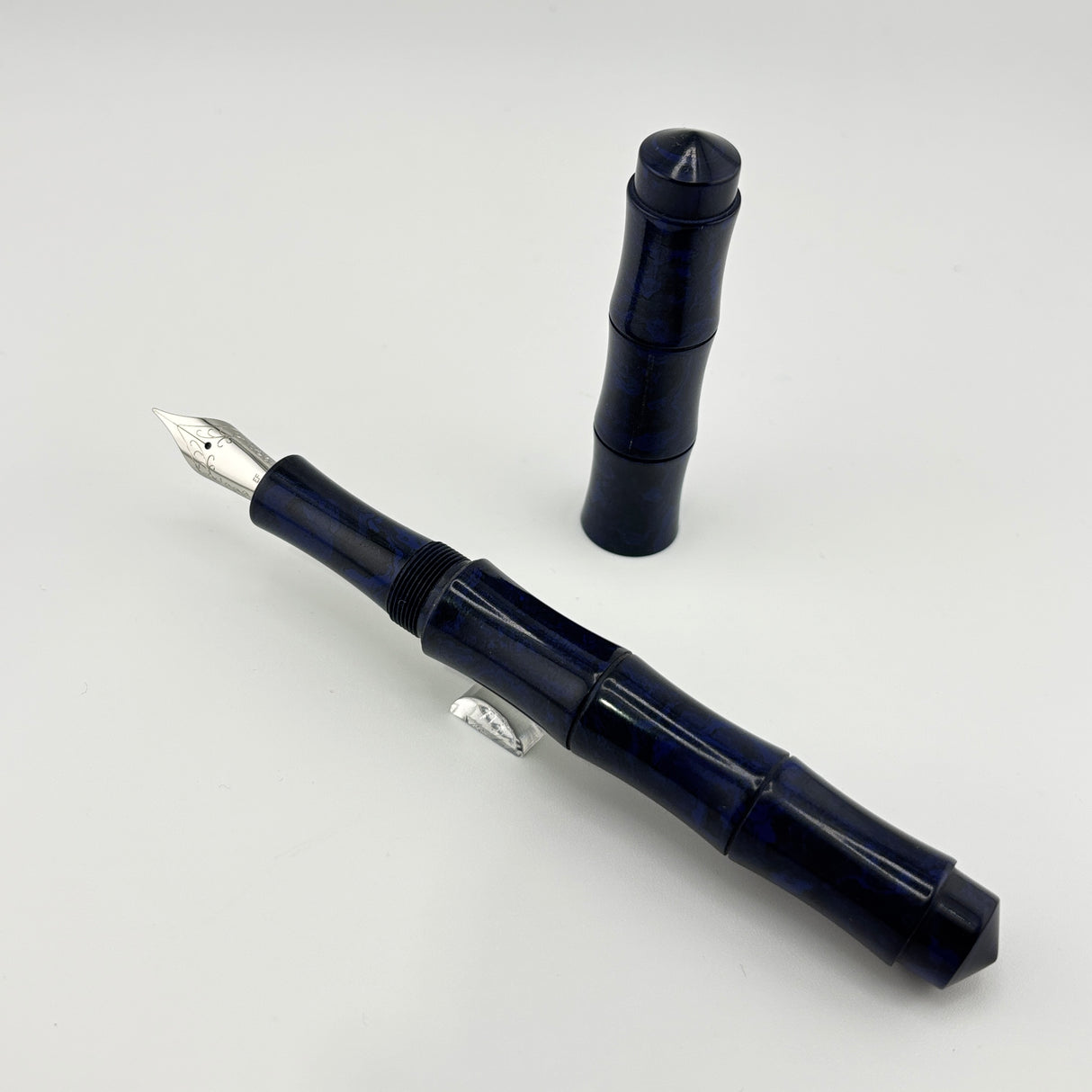 Ranga Pen India Ebonite Blue Bamboo shape - Fountain Pen