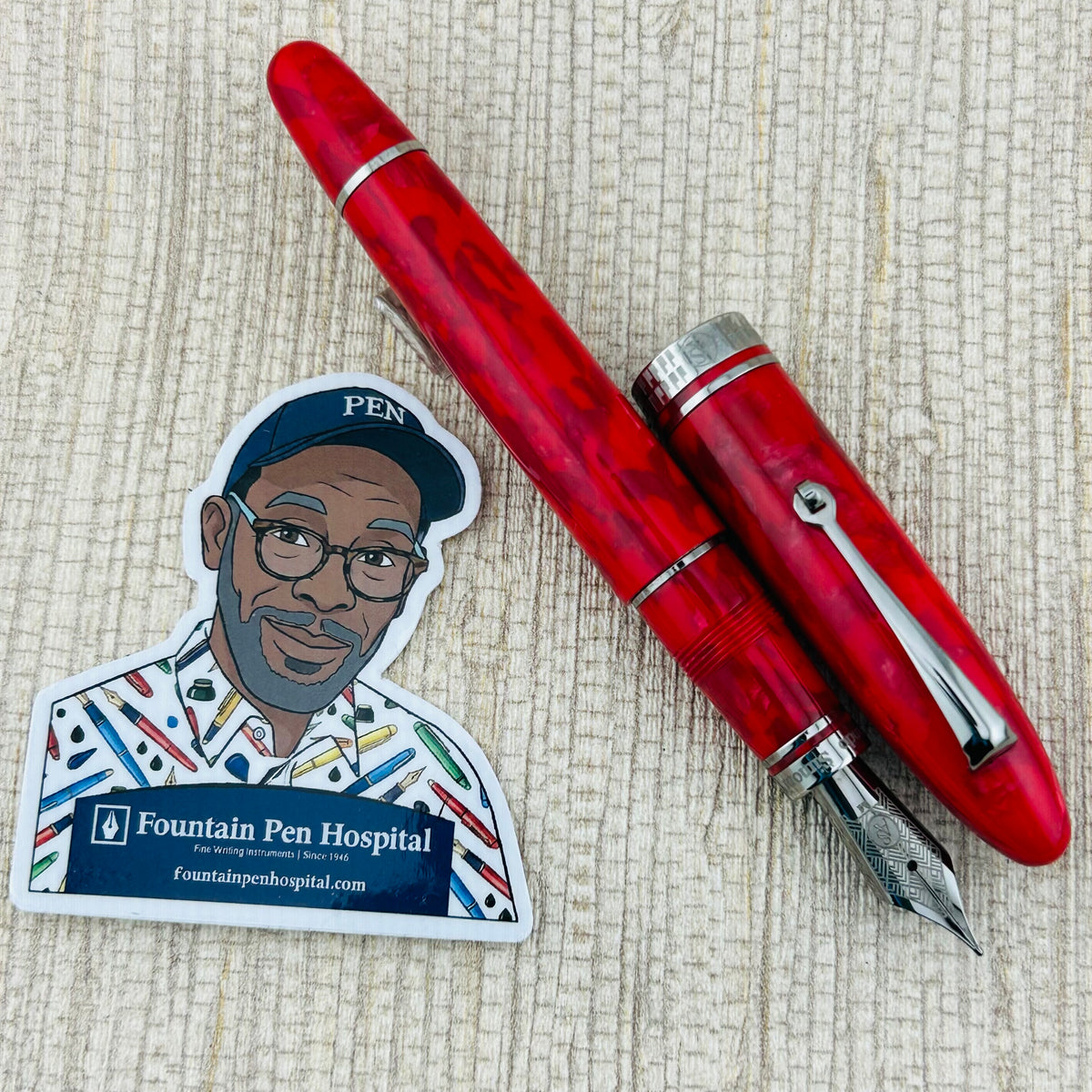 Armando Simoni Club Ogiva Red Miami Sunset Black Ruthenium Trim - Fountain Pen